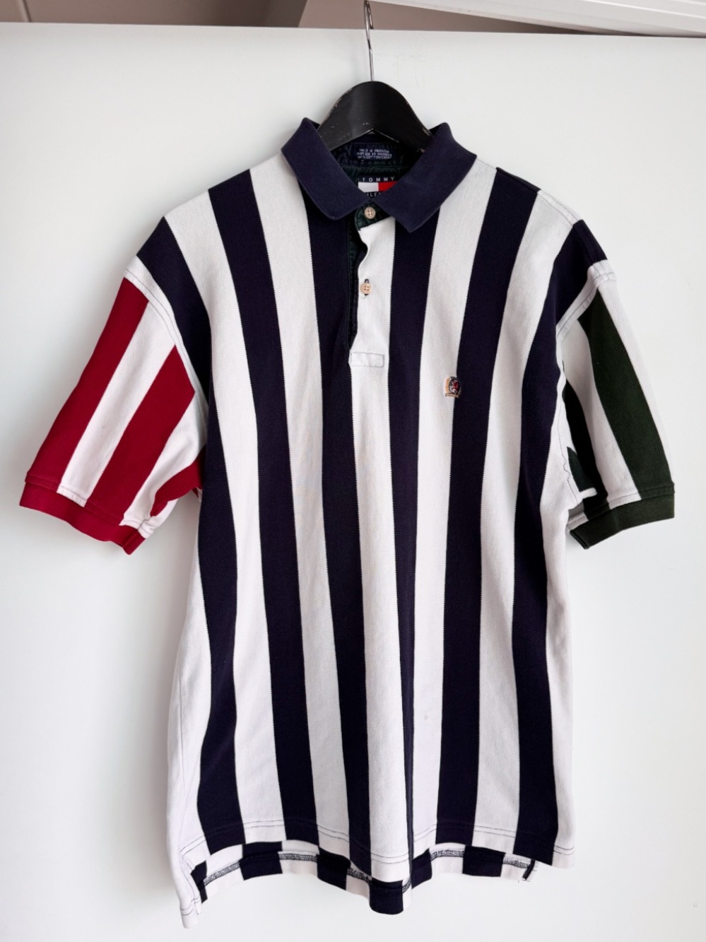 Vintage 90s Tommy Hilfiger Crest Colorblock Stripe Rugby Polo Shirt L (fits Med)